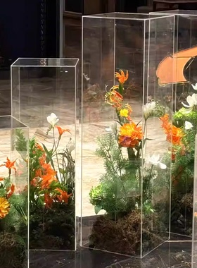 透明亚克力仿真花艺路引摆件