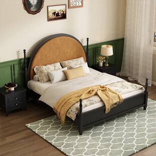 美式复古床6808家用主卧室高端大气1婚.8m双人床中法古风床实木式