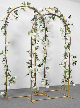 婚庆道铁坪艺环大圆型拱门背景DQG花门户具外草婚礼架子迎宾舞台