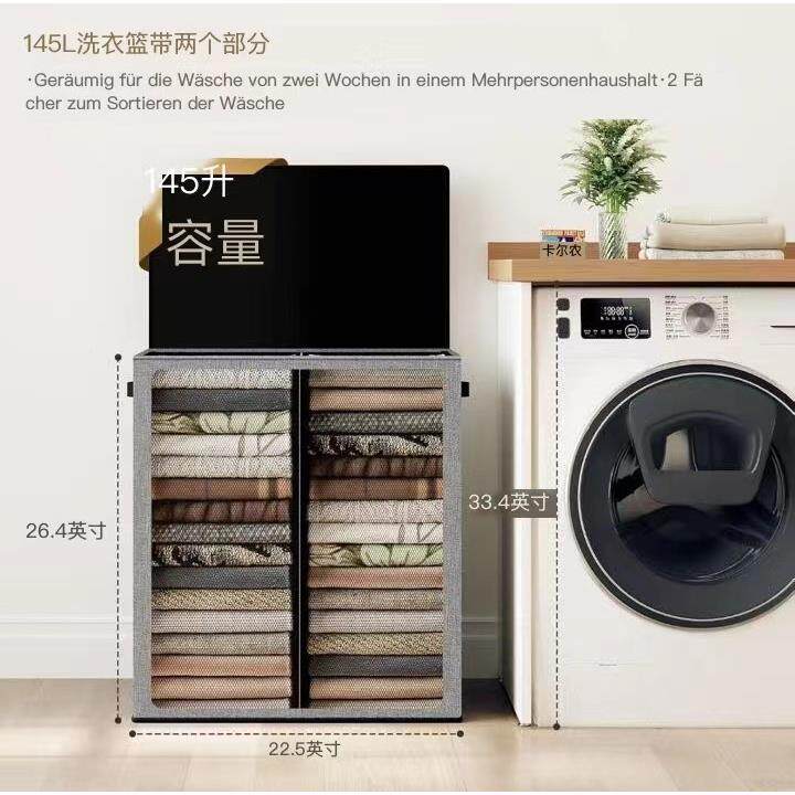 衣服收筐大容折量浴URI室脏衣篮脏双纳格带盖可叠手提洗衣篮