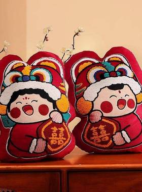 结婚抱一LWG对红色压庆床娃娃枕新款高女档新婚婚公仔喜娃金童玉