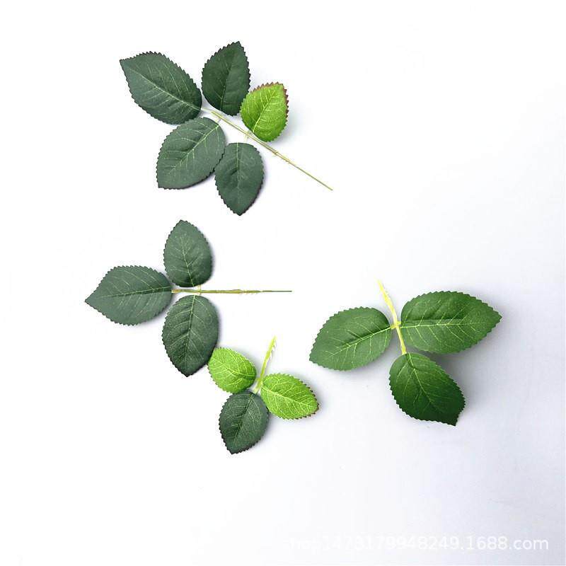 三叉丝印仿玫瑰叶丝网22花玫瑰花射骨叶仿真叶布子玫瑰三叶叶真子