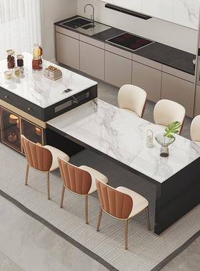 现开代奢岛可台伸缩放式厨房吧台岛台杰格森餐桌一KD2355岩轻体料