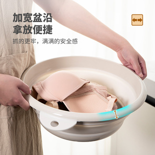 家用塑料洗衣盆婴儿宝宝洗屁屁小盆子 舒适地带可折叠洗脸盆便携式