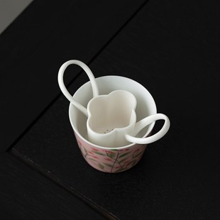 花型茶漏手绘茶杯泡茶滤茶器过滤女士陶瓷茶隔茶滤茶室茶艺师中式