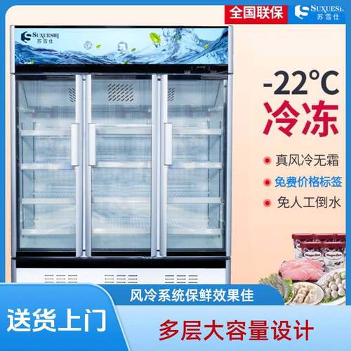 冷藏保鲜柜商用玻璃门展示柜立式速冻柜冷冻食品海鲜风冷冷冻柜