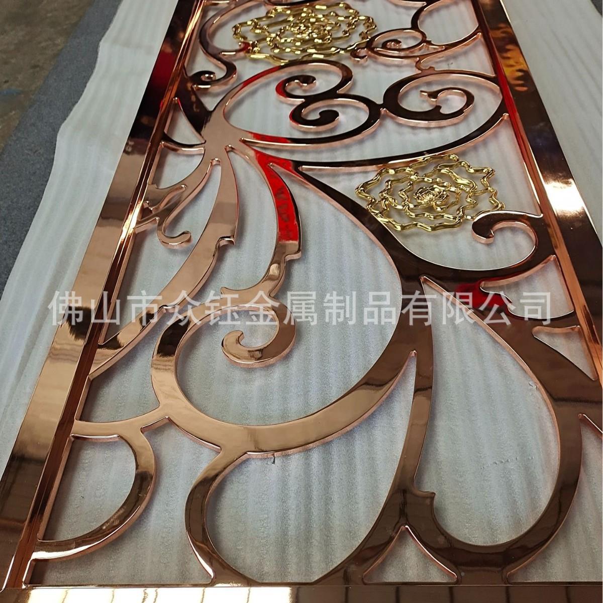 客厅酒店酒吧会会属635中心售楼部铝合金雕花议仿展铜金屏风花格