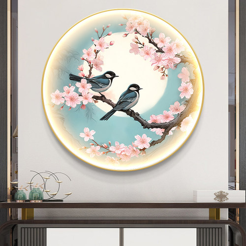 喜上眉梢LED灯画新中式圆形玄关