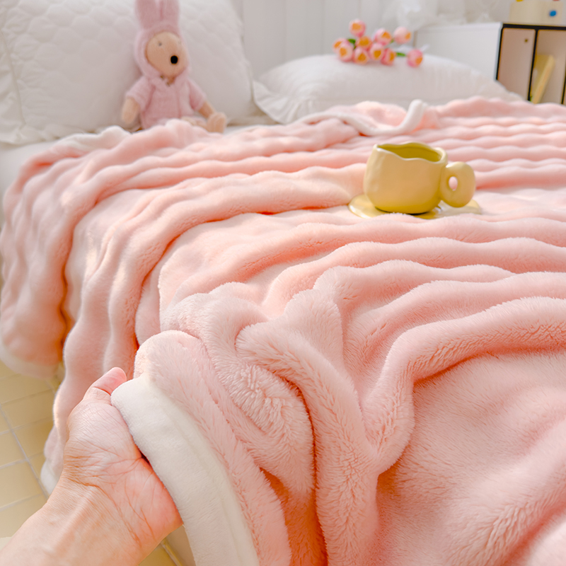 ins少女风珊瑚绒毛毯午睡盖毯