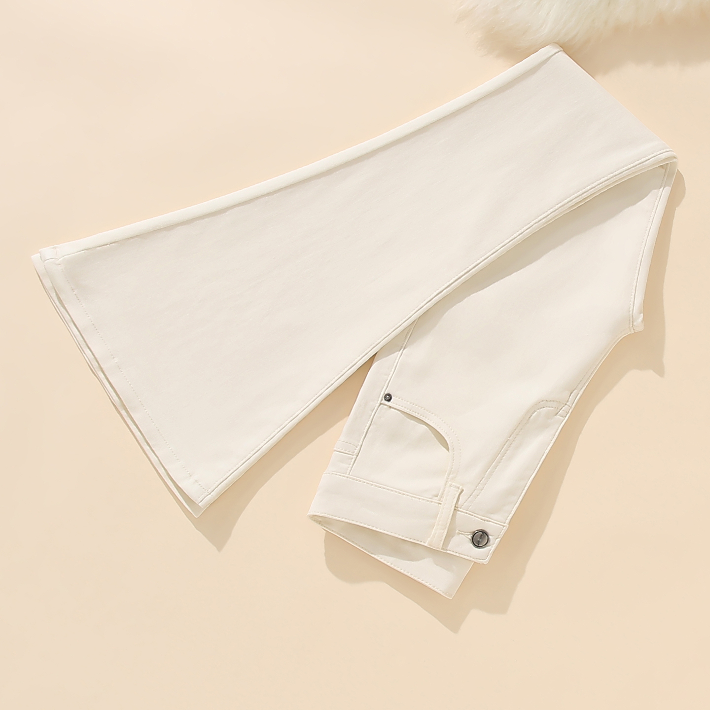 2025时尚喇叭裤茶白色新正品高腰女裤微喇牛仔裤女弹力百搭拖地裤