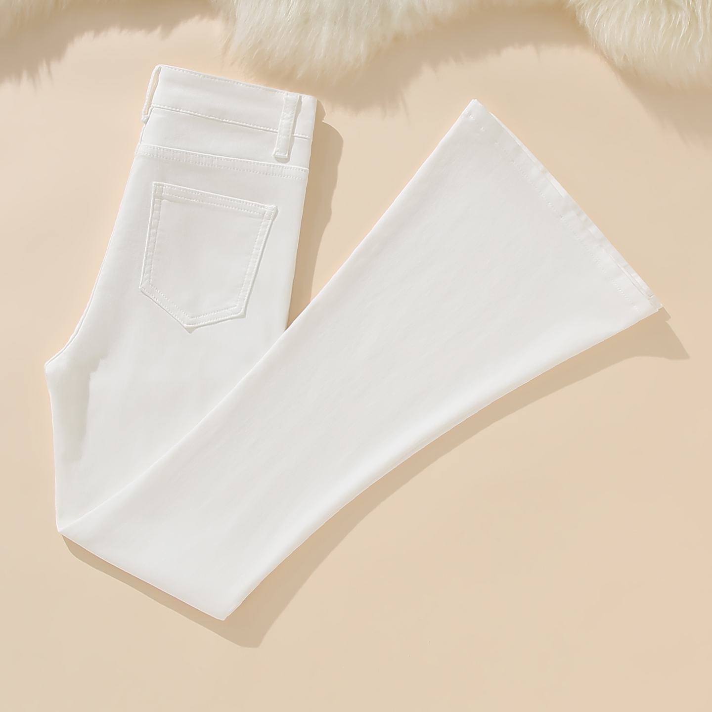 正品白色时尚喇叭裤高腰显瘦微喇牛仔裤女弹力百搭拖地裤2025新款