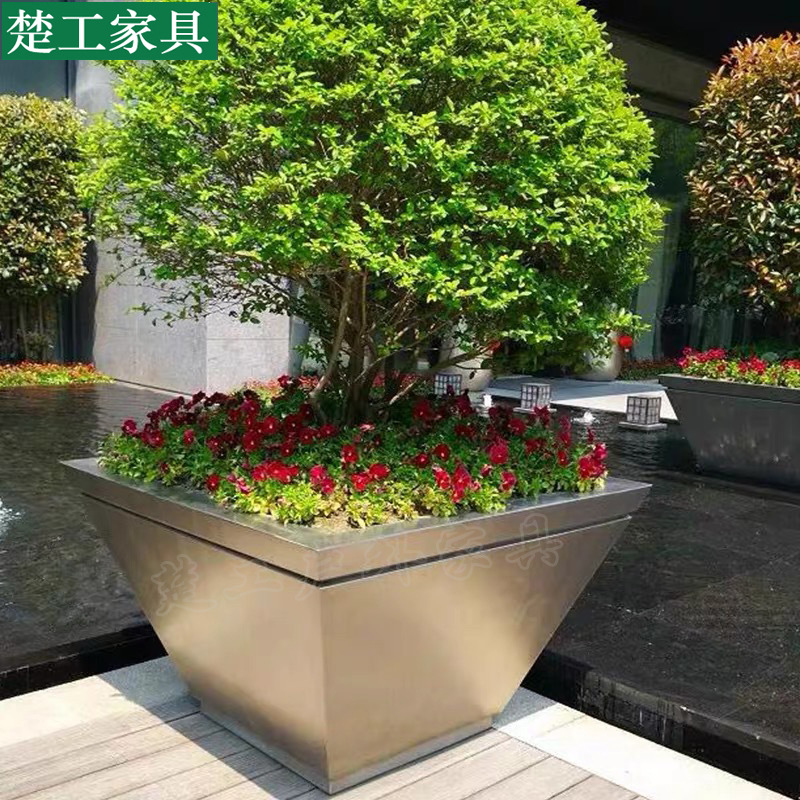 厂家直销户外不锈钢花箱树池售楼部铁艺花槽园林酒店花坛园艺花盆