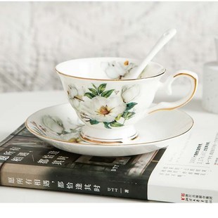 陶瓷欧式 骨质瓷咖啡杯碟勺三件套装 奢华下午茶茶具花茶杯家用红茶