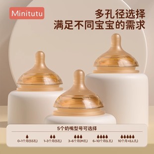 Minitutu液态硅胶奶嘴婴幼儿喝奶广口径吸管奶瓶儿童鸭嘴水嘴防呛