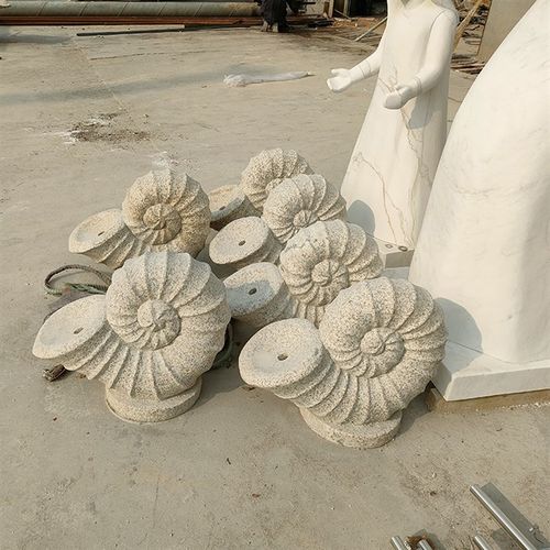 石雕喷水蜗牛黄锈石海螺大理石流水喷I泉吐水海螺花岗岩公园雕塑