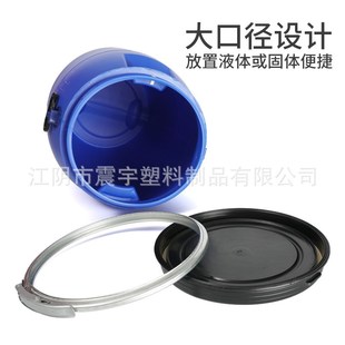 塑料桶 法兰桶50L 圆形 铁箍桶O 化工桶 塑料圆桶50L 50公斤圆桶