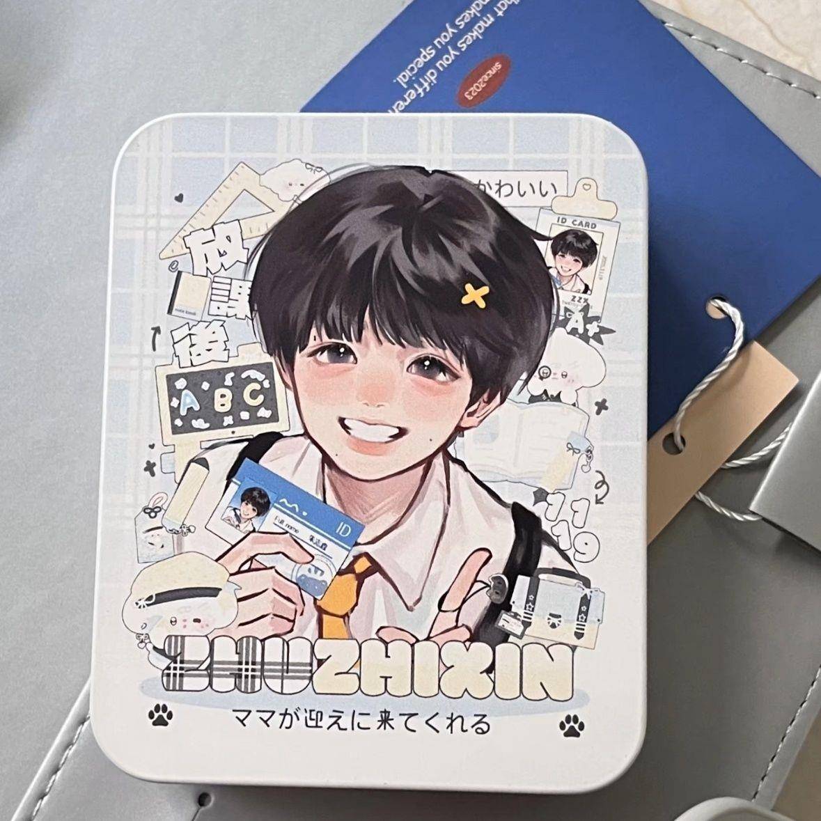 原创明星收纳铁盒治愈口袋铁盒ins风带盖透明小卡照片收纳盒携带