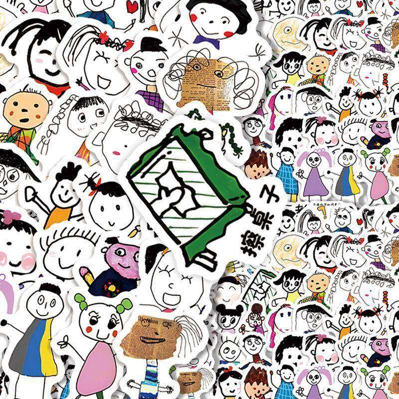 200张卡通幼儿表征小人周边同款贴画手机diy手账笔记本装饰贴纸
