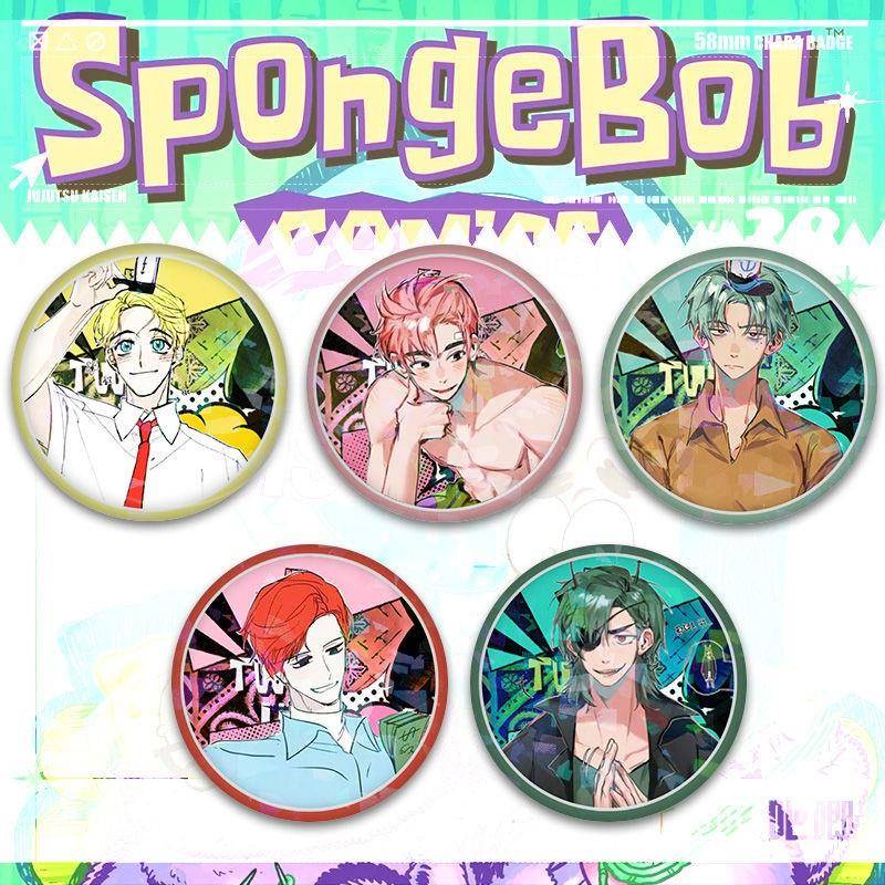 海绵宝宝周边拟人吧唧徽章谷子派大星章鱼哥周边背包挂件胸针礼物