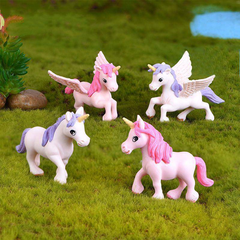 可爱独角兽飞马小马桌面小摆件房间ins布置物品多肉景观树脂配件