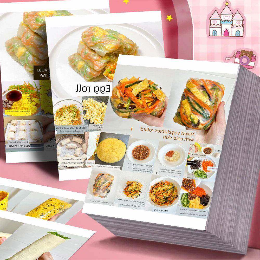 36张低卡蔬菜卷贴纸早餐制作教程美食营养减肥减脂食谱装饰手账本