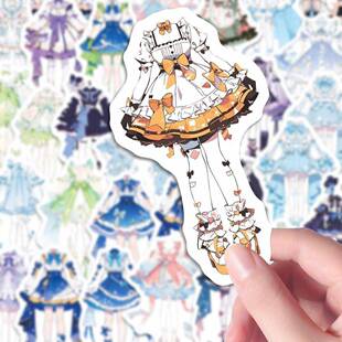 160张二次元oc服设参考贴纸创意高颜值衣服绘画素材diy手机壳贴画