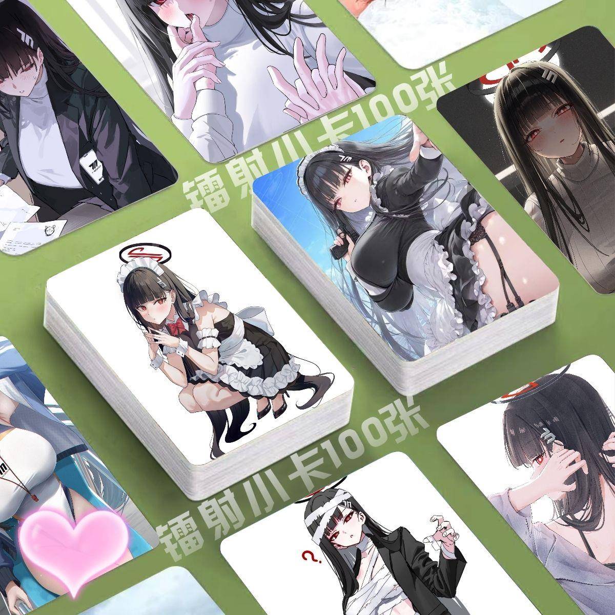 调月莉音镭射小卡100张蔚蓝档案游戏照片3寸圆角覆膜LOMO卡片