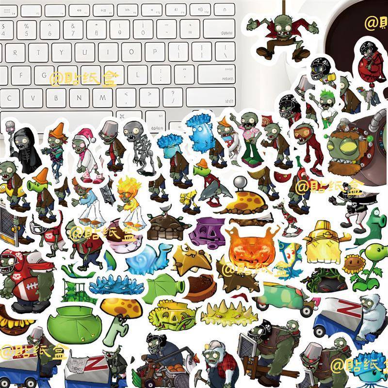 植物大战僵尸杂交版卡片140张贴纸卡通儿童周边游戏ins防水贴画