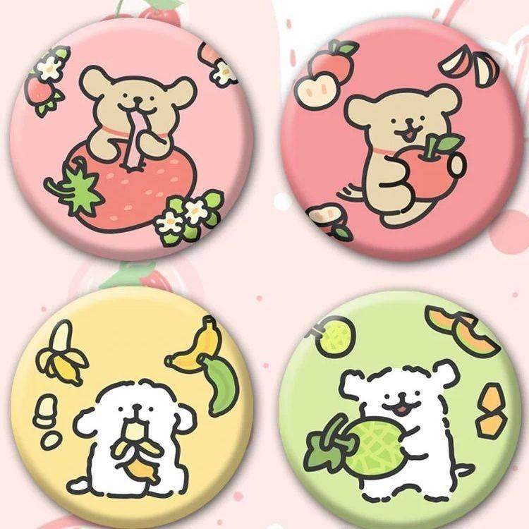 线 线条小狗水果小狗香蕉草莓卡通可爱周边马口铁徽章胸章吧唧挂