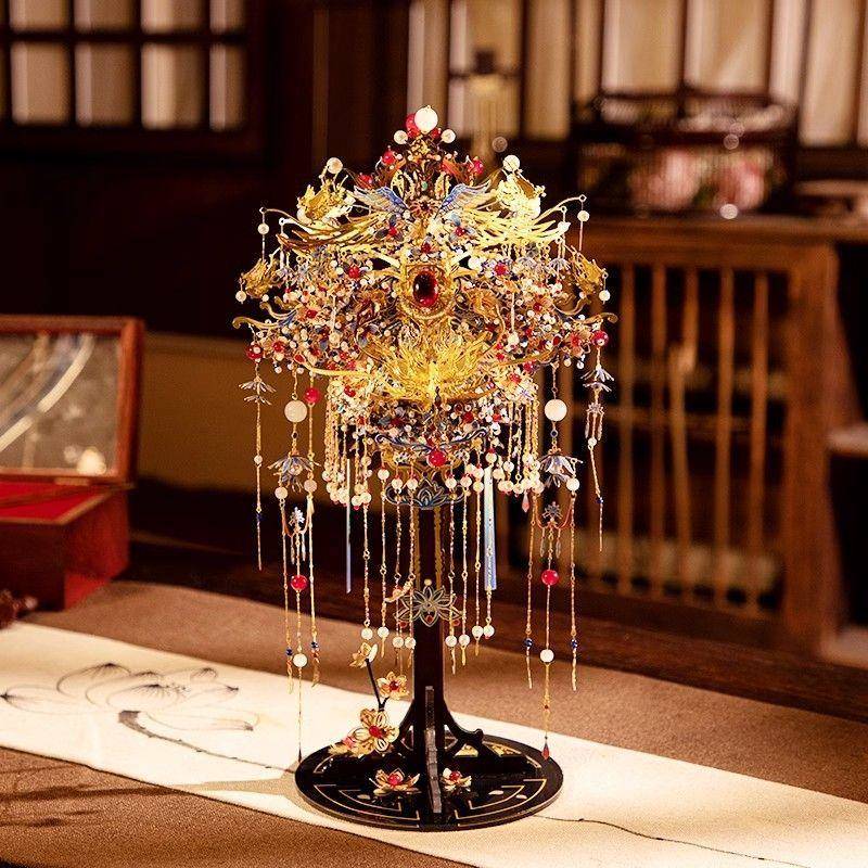 冠拼图艺模国风婚礼凤舞华冠3D立体拼图金属拼装模型手工结婚花轿