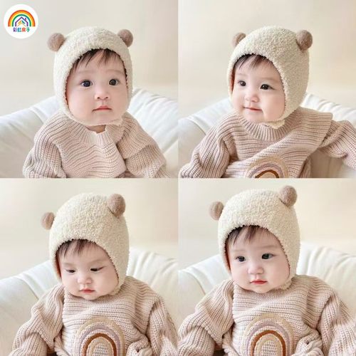 彩虹房子儿童新款秋冬季外出男女宝宝百搭保暖护加绒加厚耳帽合集