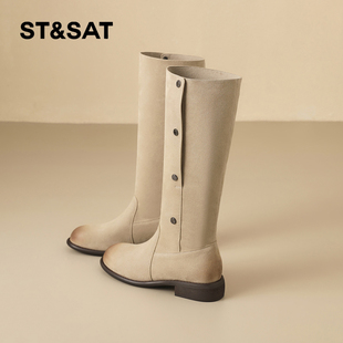 女靴长筒靴子长靴气质西部牛仔靴 女款 星期六骑士靴女2025冬季 新款