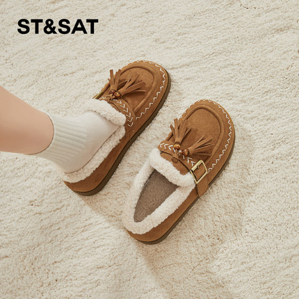 星期六勃肯鞋女2025冬季新款女鞋女款保暖加绒加厚懒人雪地鞋棉鞋