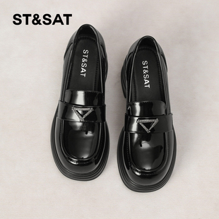 星期六乐福鞋女2025冬季新款女鞋女款爆款真皮懒人复古皮鞋小皮鞋