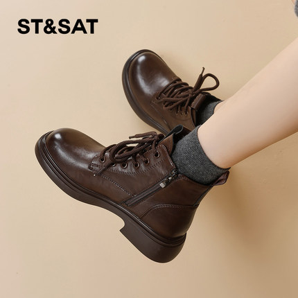 星期六马丁靴女2025冬季新款女靴女款爆款靴子短靴加绒厚底时装靴