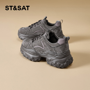 星期六老爹鞋女2025冬季新款女鞋女款爆款加绒加厚厚底棉鞋运动鞋