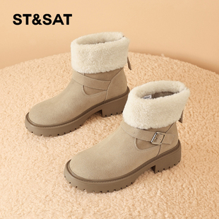 靴子短靴加绒加厚保暖棉鞋 两穿女款 新款 星期六雪地靴女冬2025冬季