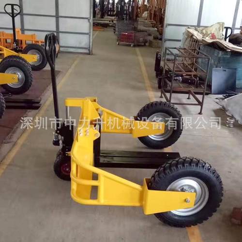 1吨山地型手动液压搬运车电动叉车电动托盘车充气轮工地越野叉车