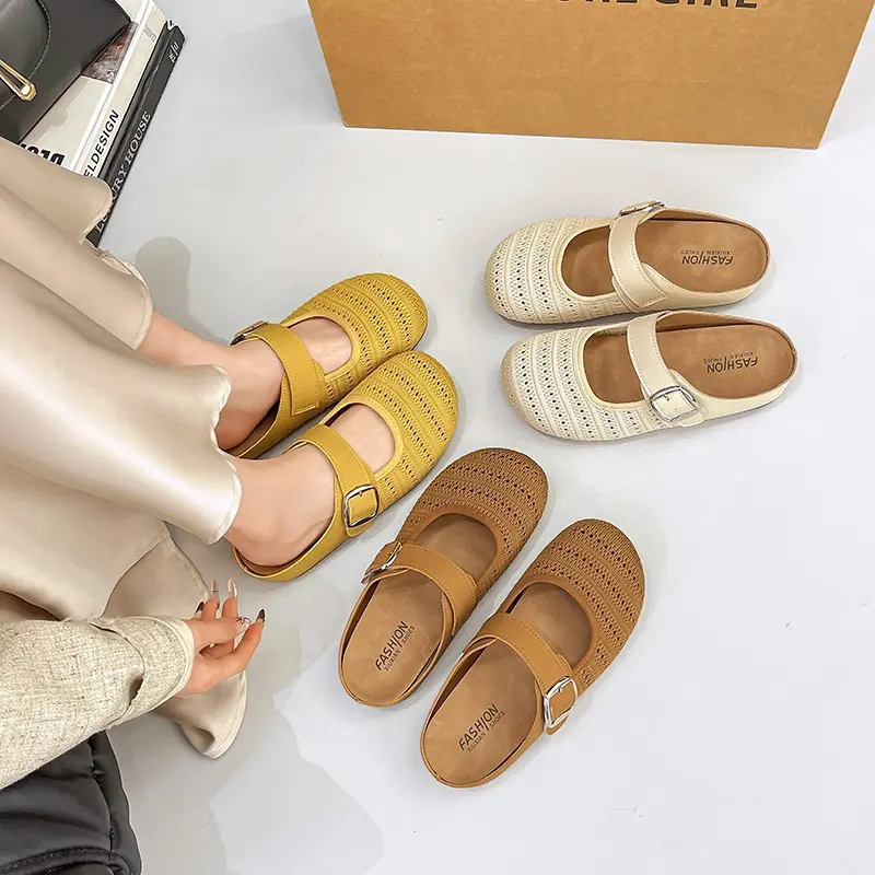 2026新款春夏季厚底复古透气博肯包头半拖鞋女外穿一脚蹬穆勒凉拖