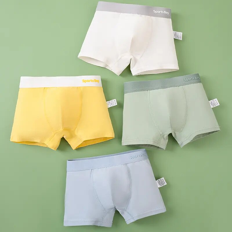 男童纯棉内裤7A抗菌儿童小中大童青少年柔软平角长绒棉四角裤