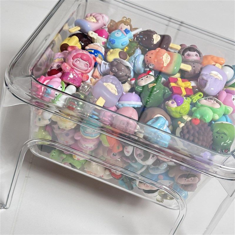 泡泡玛特萌粒收纳盒玩具娃娃透明收纳凳客厅凳子可坐多功能储物凳,收纳整理,手办收纳盒,淘宝优惠券,粉丝福利购,淘宝优惠卷