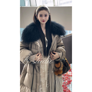 柿子SHIZICQ戛纳之夜羽绒服女冬季长款黑色白鸭绒2025巨好看收腰