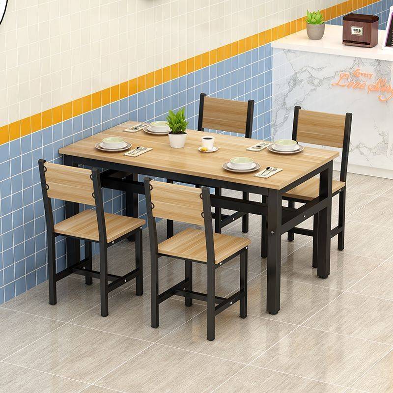 餐厅家用餐桌椅长方形组合桌早餐小吃店食堂快餐饭店桌椅4人6