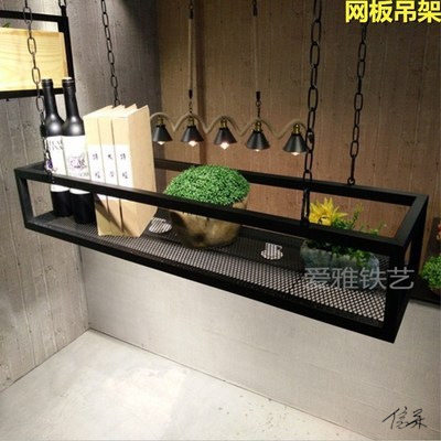 工业风墙上置物架吊架一字板植物架挂花铁艺餐厅壁挂绿植空中层架