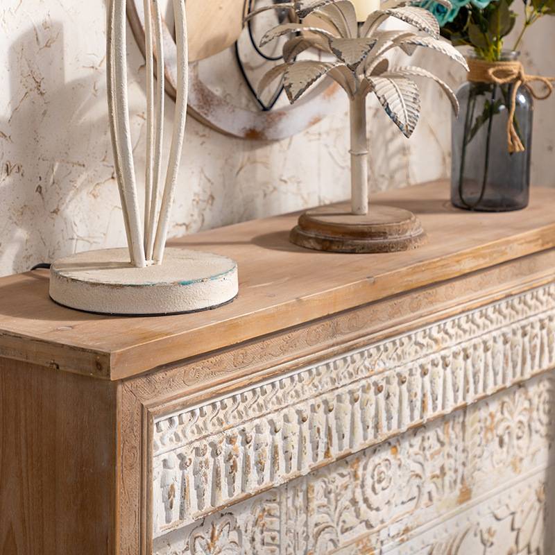 美式复古实木客厅壁炉装饰柜欧式别墅雕花案台民宿简约置物壁炉架