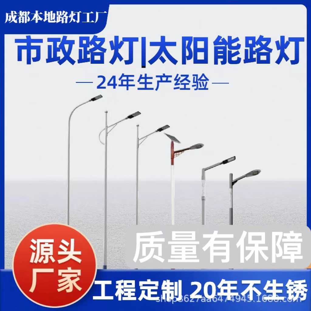 成都太阳能路灯厂家6米8米10米15米户外灯LED市电路灯高杆省电