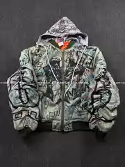 [in Stock] Mowalola My City 25Ss Hand-Painted Graffiti Hooded Jacket Bomber Jacket