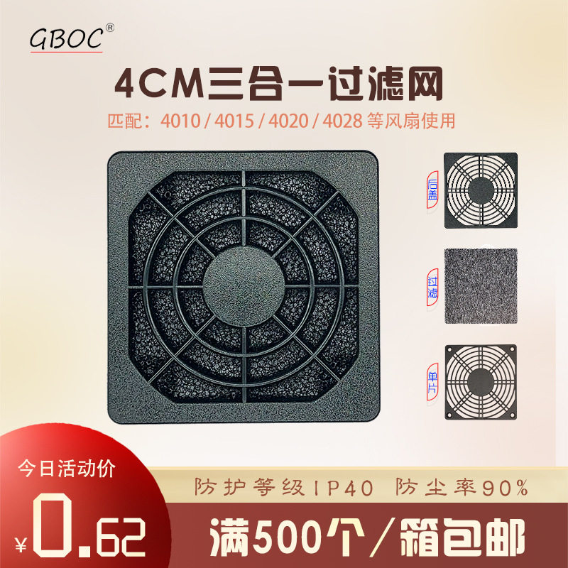 GBOC防尘网4cm风扇过滤网机箱机柜轴流风机4010/4015/4020排风扇