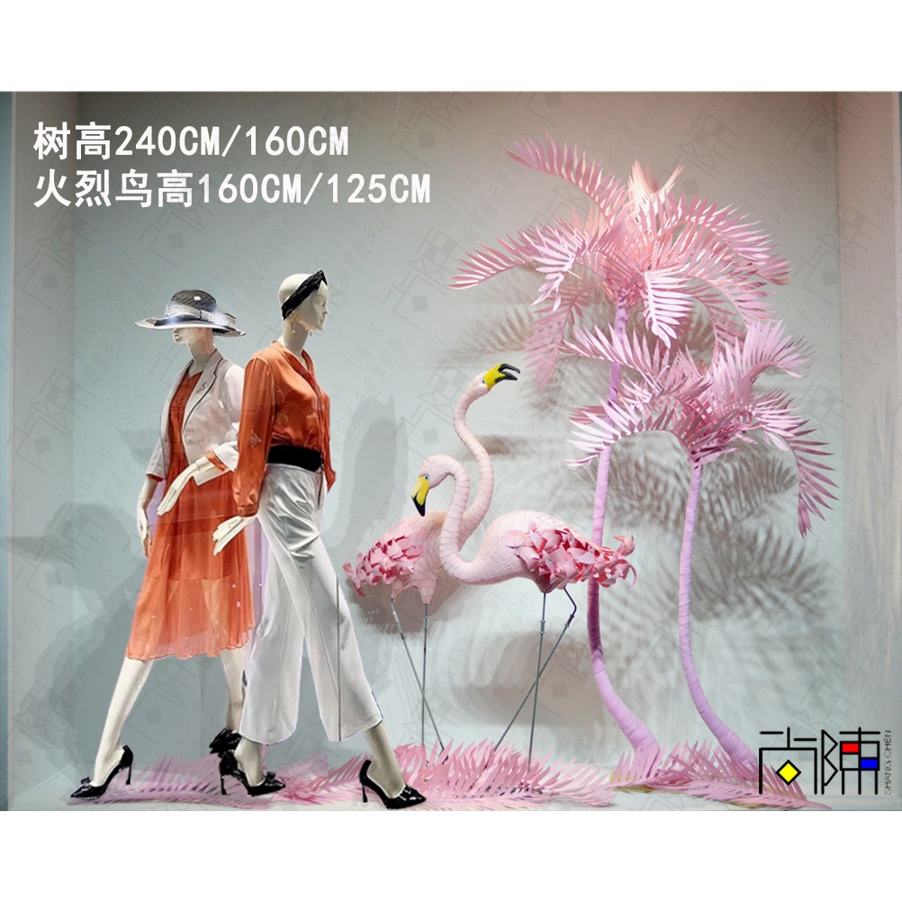 厂家直销手工创意火烈鸟 仿真爱情鸟动物模型 橱窗道具纸艺工艺品