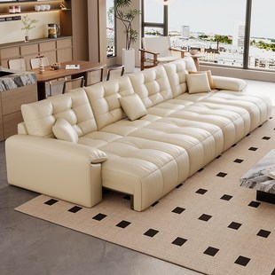 真皮电动沙发床功能客厅直排双人三人位新款可趟可睡一体两用伸缩